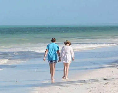 Walking on beach in Zanzibar