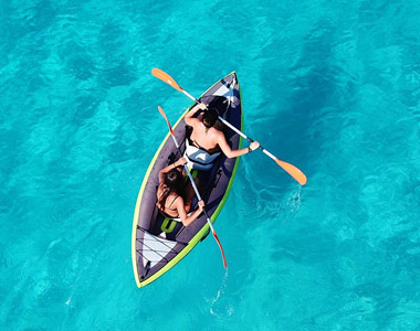 Kayak on clear Zanzibar sea