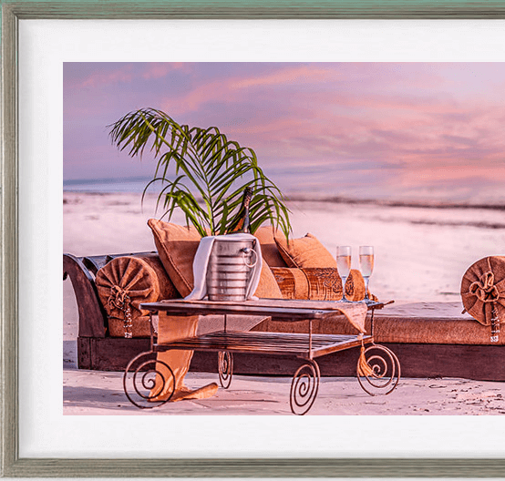 Wedding ceremony decoration on the white sand beach at The Palms Zanzibar